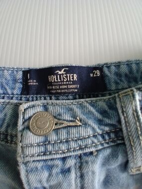 Hollister Light Blue High-Rise Mom Denim Shorts